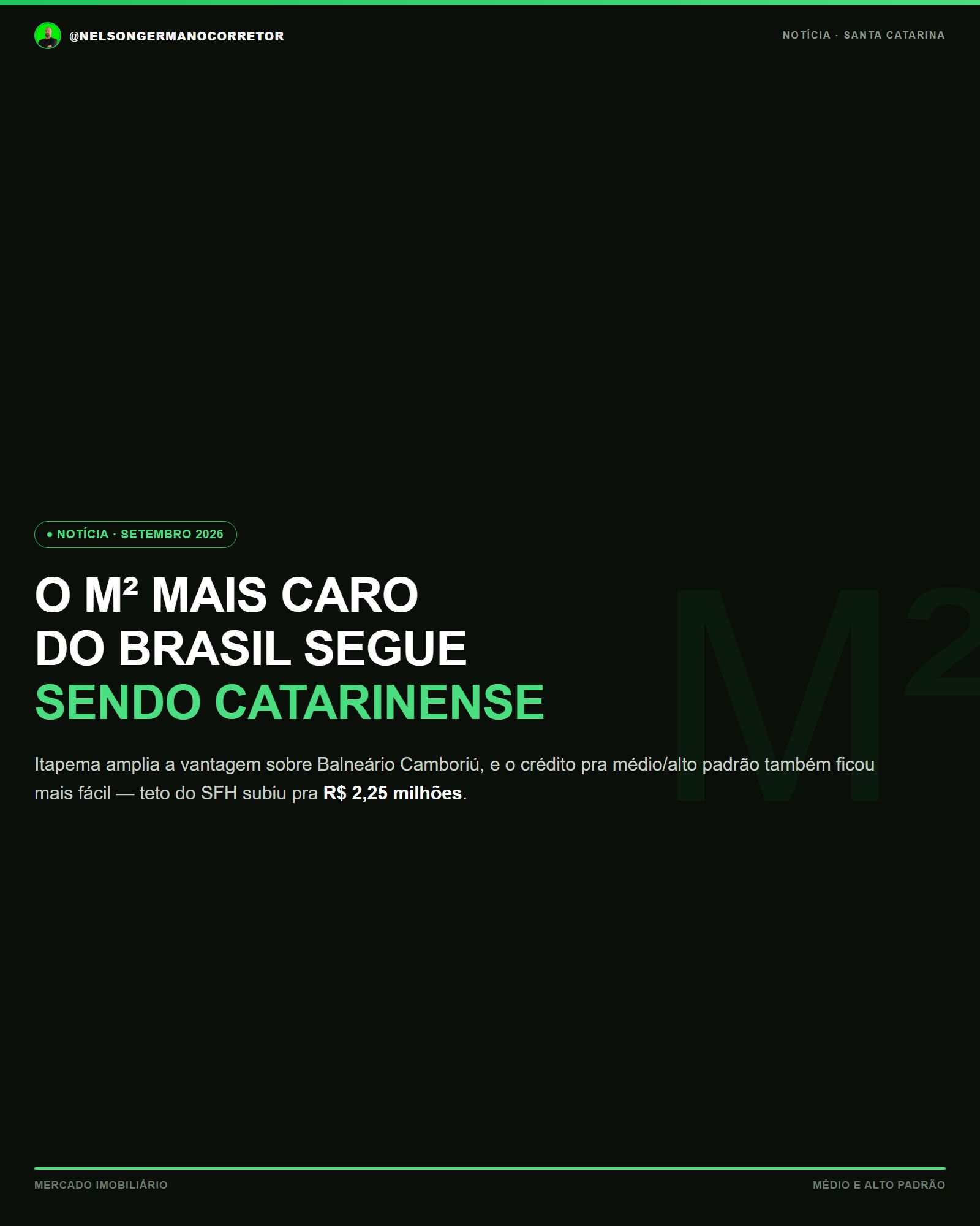 O m² mais caro do Brasil segue sendo catarinense