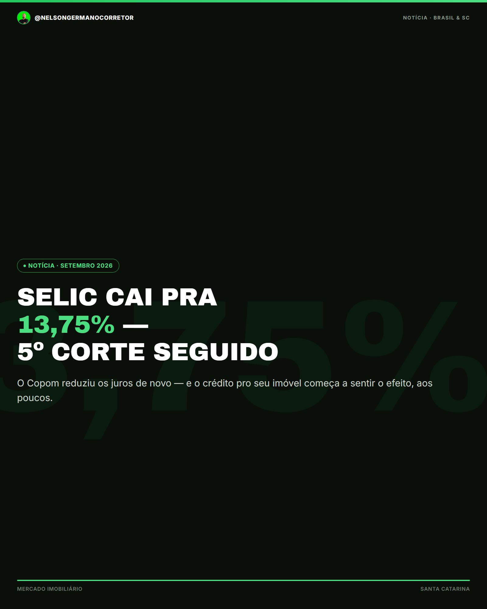 Selic cai pra 13,75% — 5º corte seguido